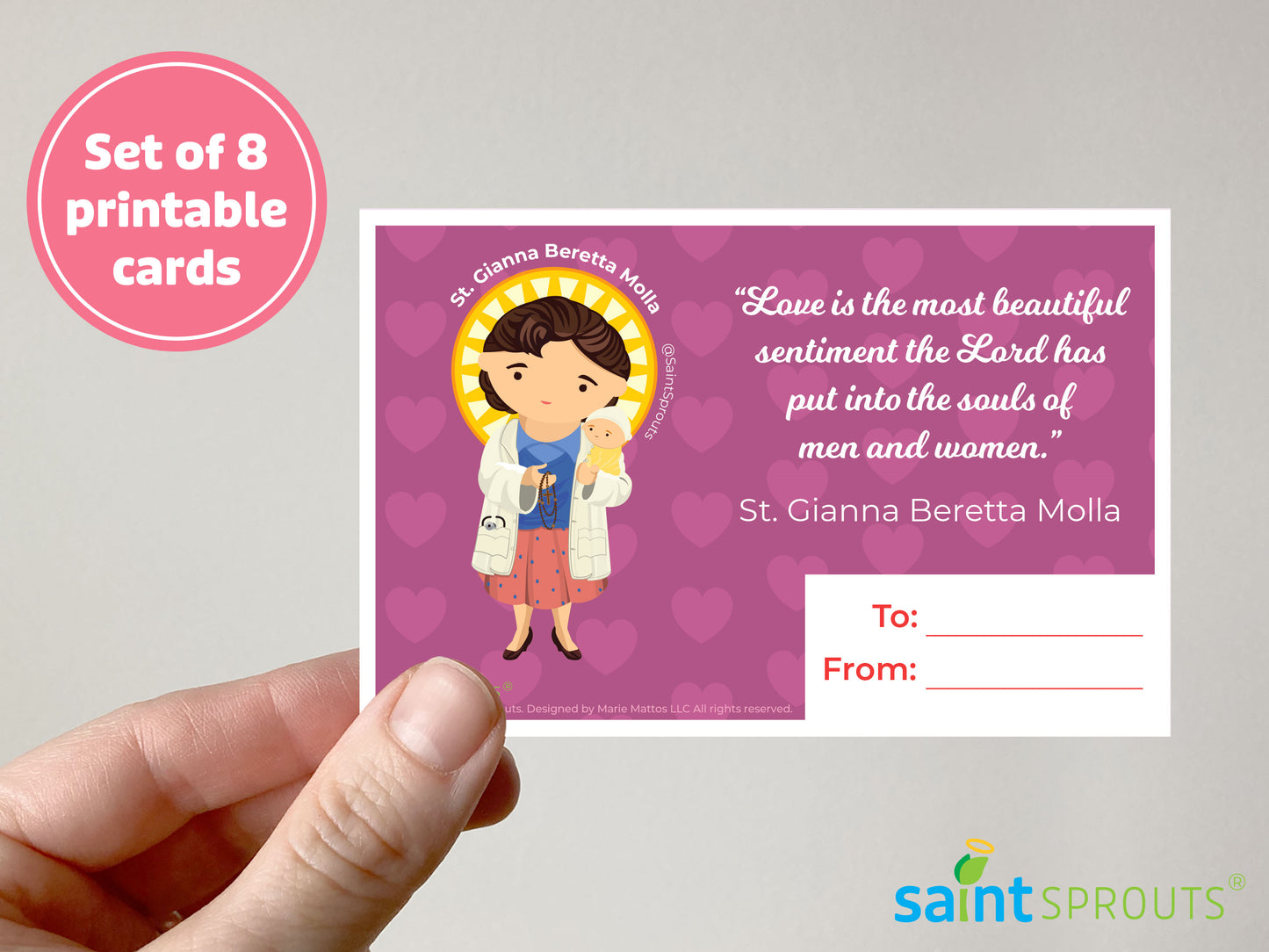 Catholic Valentine's Day Cards Digital Download - Set of 8