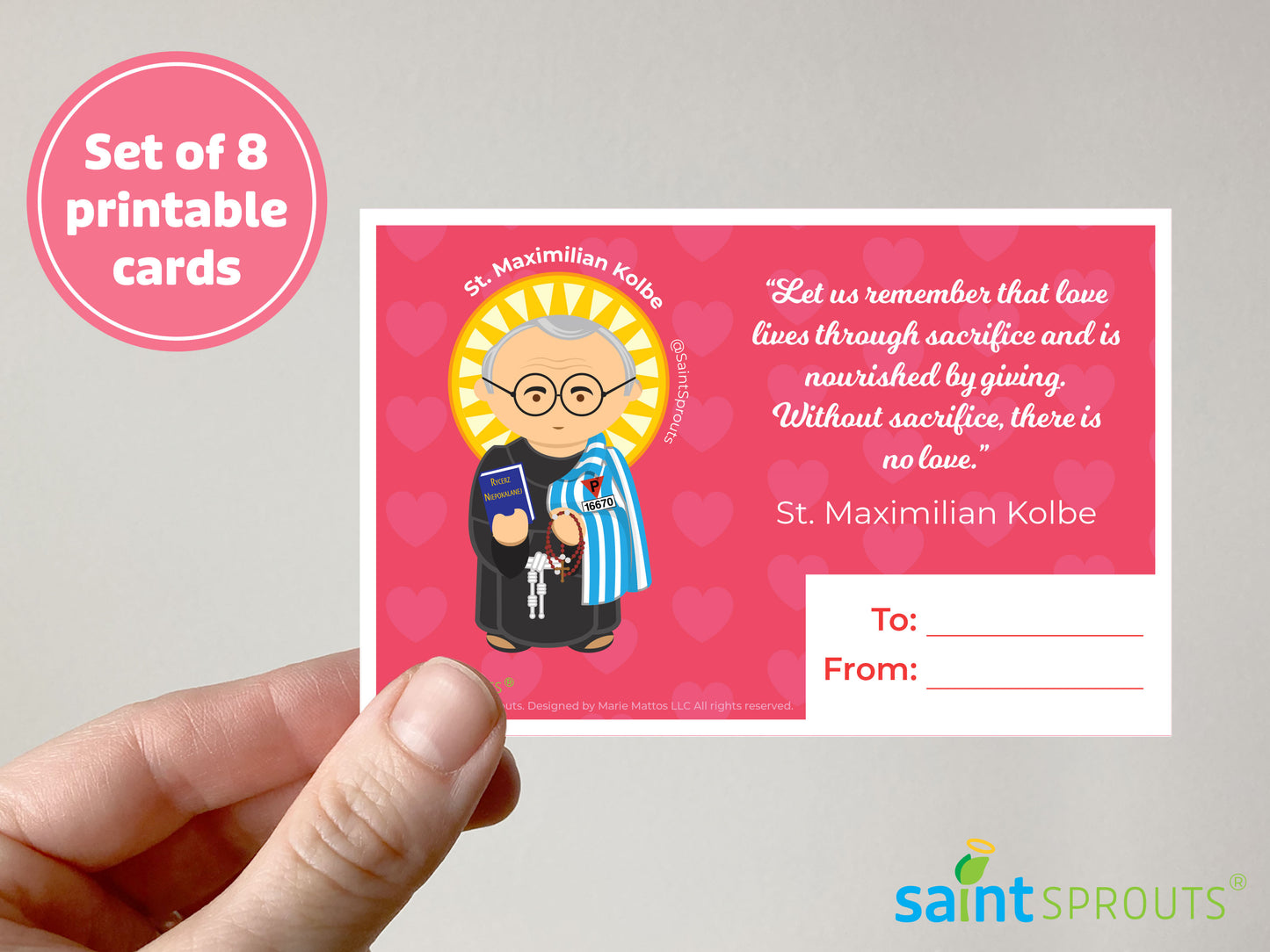 Catholic Valentine's Day Cards Digital Download - Set of 8