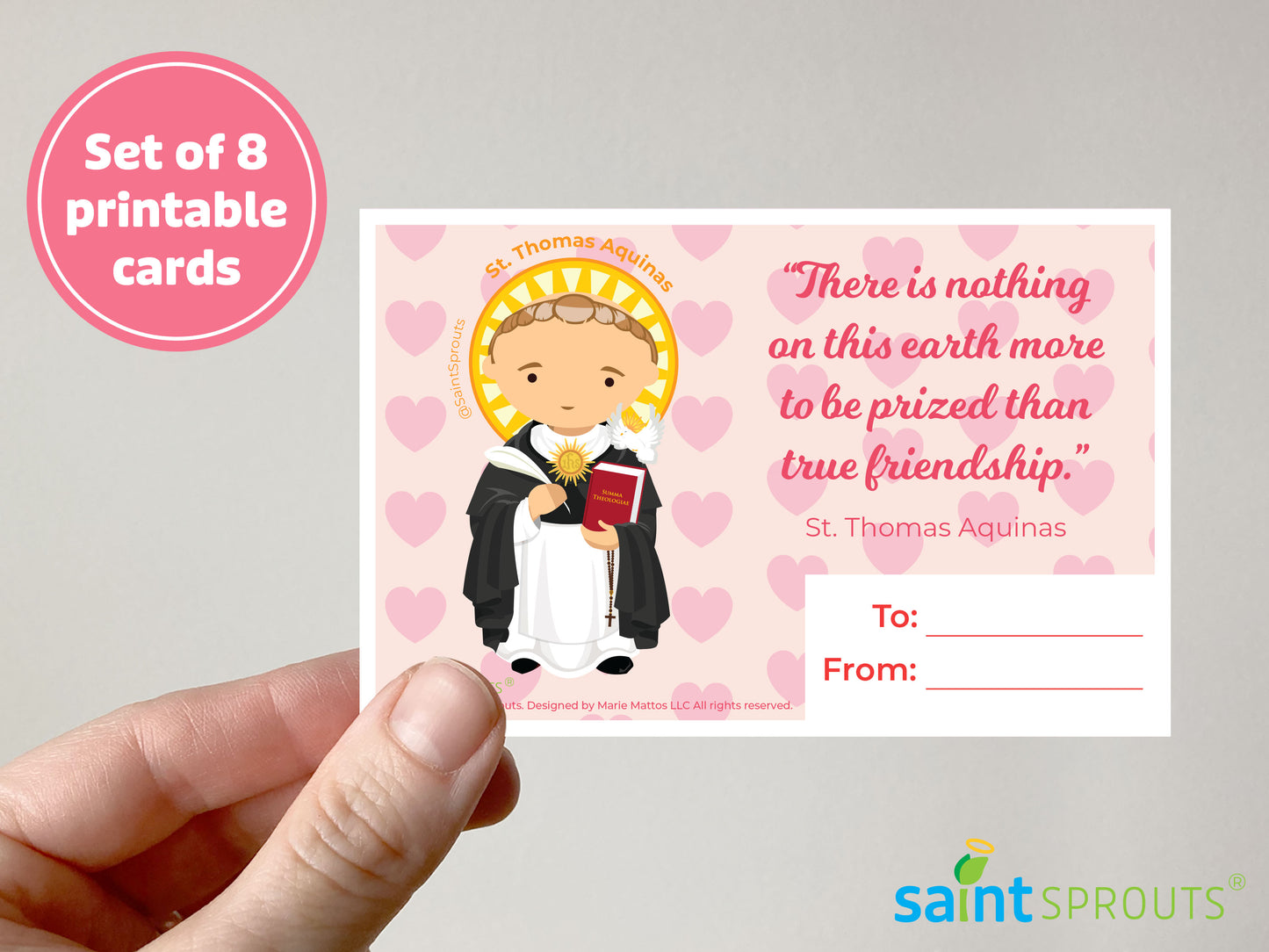 Catholic Valentine's Day Cards Digital Download - Set of 8