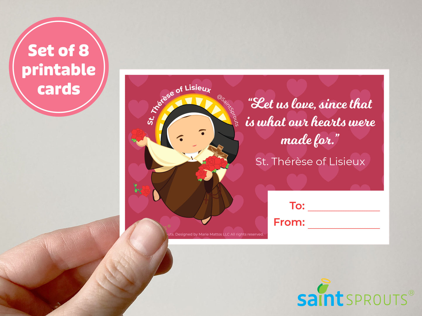 Catholic Valentine's Day Cards Digital Download - Set of 8