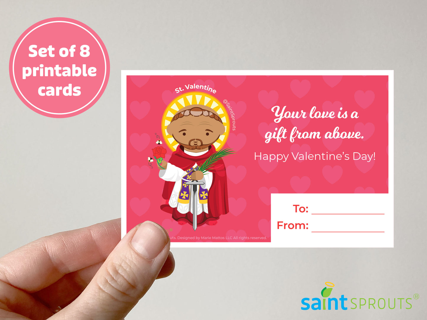 Catholic Valentine's Day Cards Digital Download - Set of 8