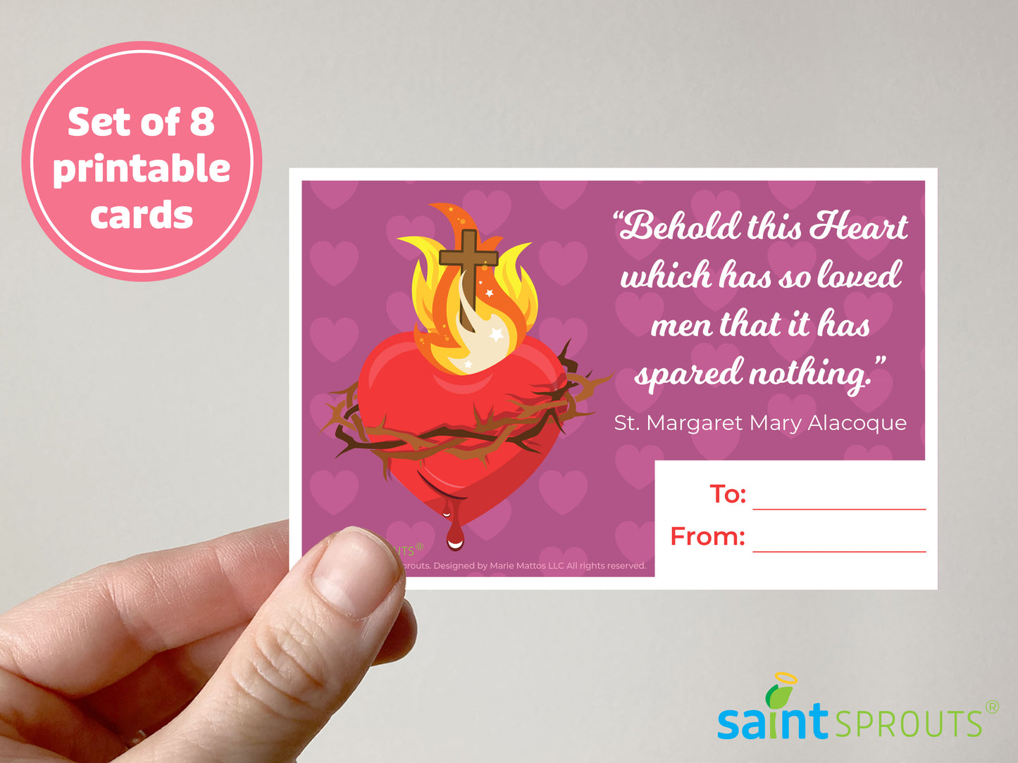 Catholic Valentine's Day Cards Digital Download - Set of 8