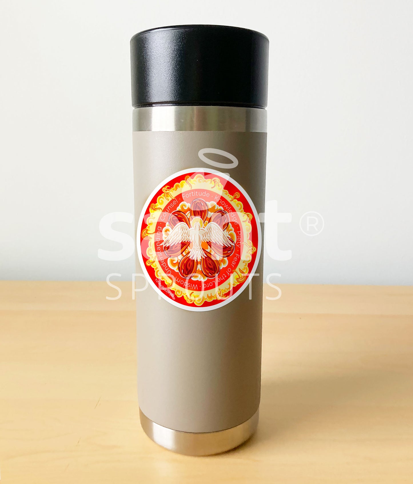 Holy Spirit Catholic Sticker – Dove and Tongues of Fire