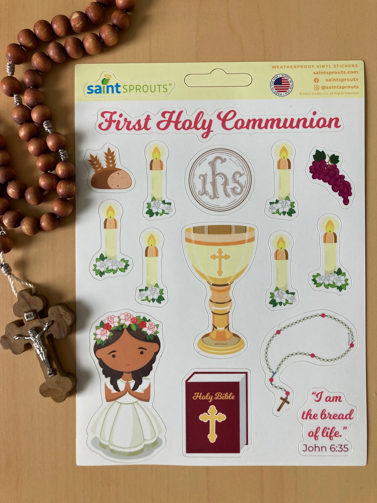 First Communion Sticker Sheet / Girl's First Holy Communion Sticker Sheet