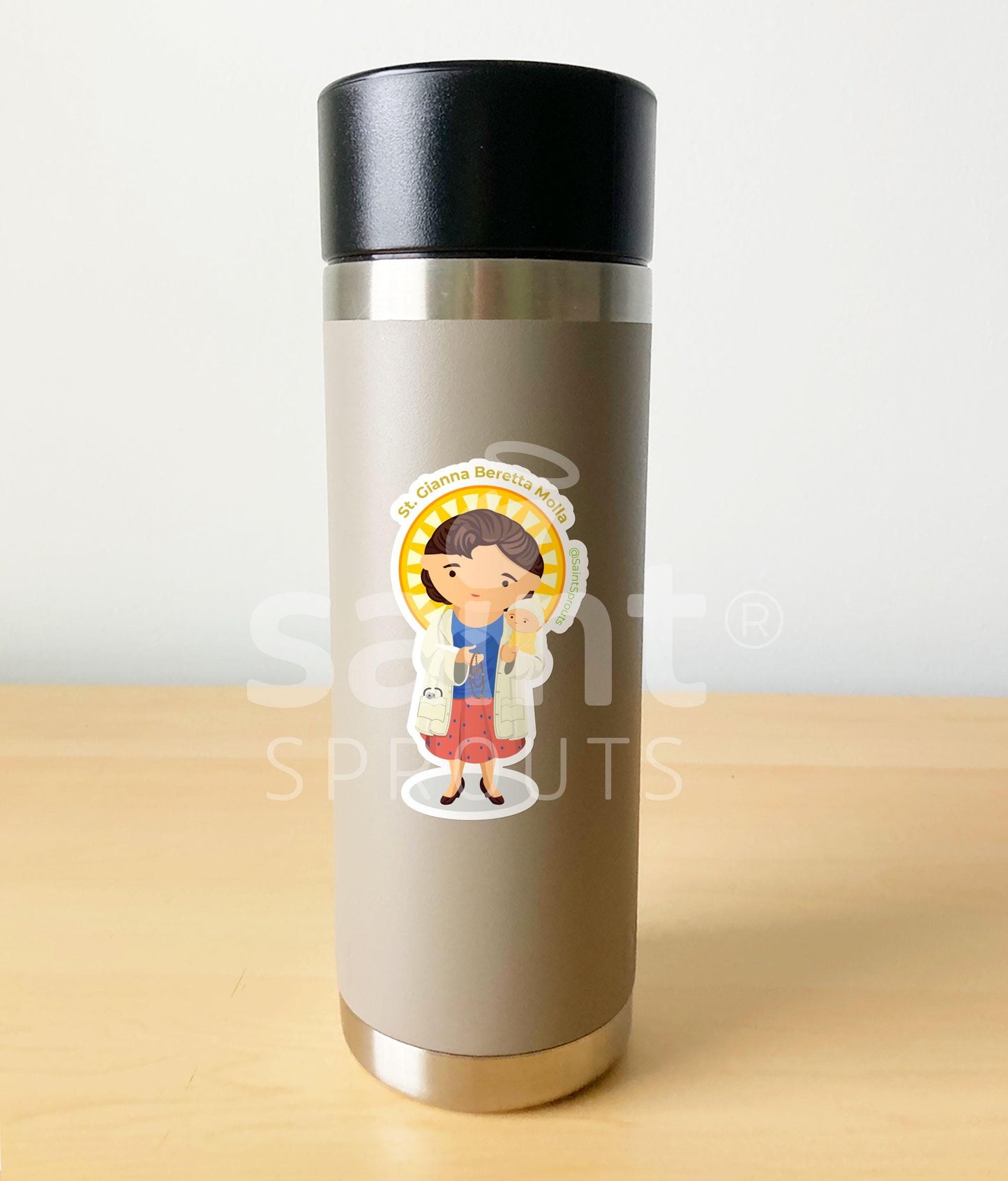 St. Gianna Beretta Molla Catholic Sticker – Patron of Mothers, Doctors, and the Unborn