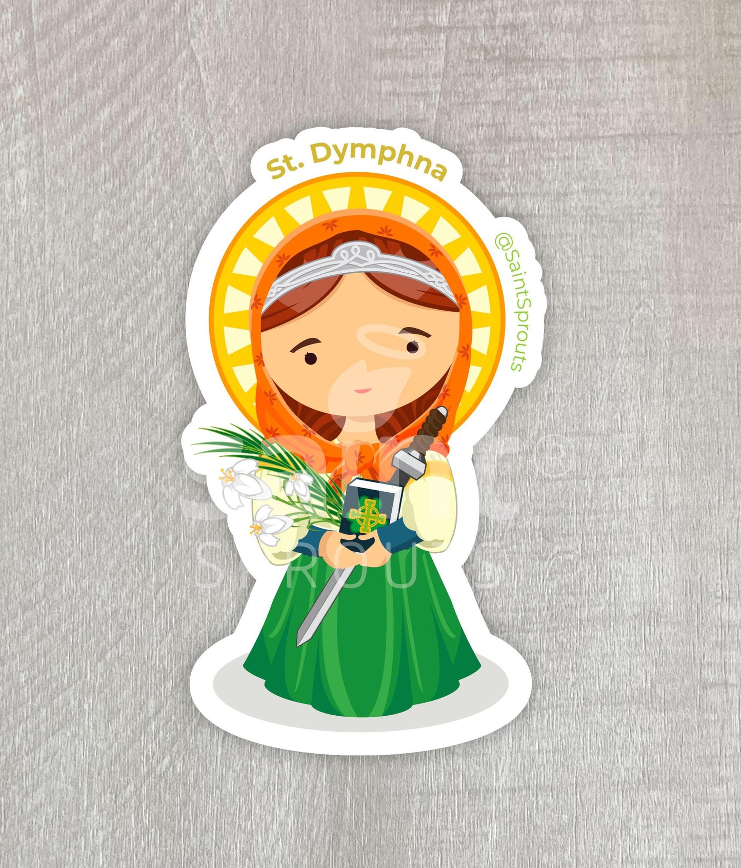 St. Dymphna Catholic Sticker – Patron of Mental Health and Healing