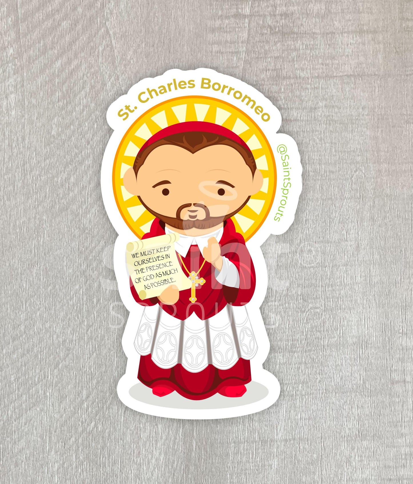 St. Charles Borromeo Catholic Sticker – Patron of Clergy Formation and Spiritual Leadership