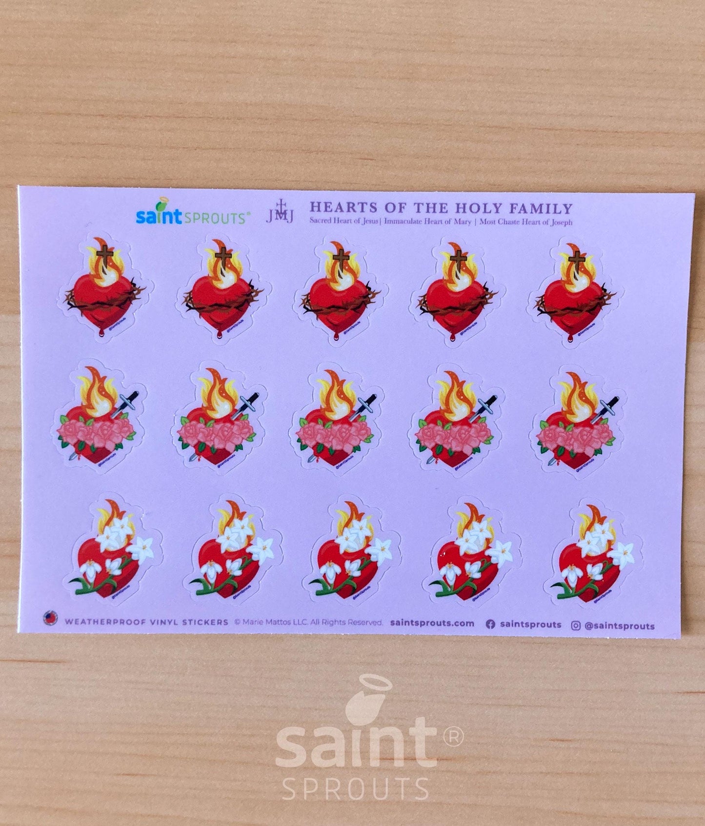 Sacred Hearts Vinyl Sticker Sheet / JMJ Sacred Hearts Sheet
