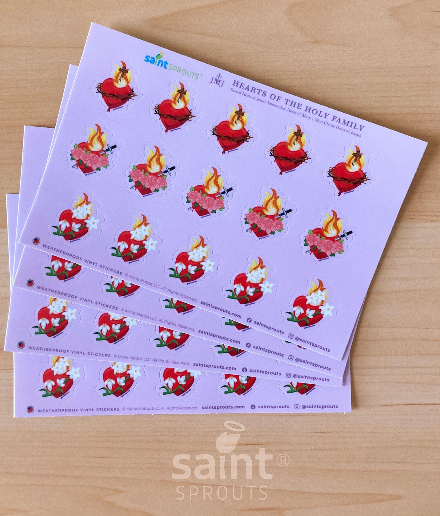 Sacred Hearts Vinyl Sticker Sheet / JMJ Sacred Hearts Sheet