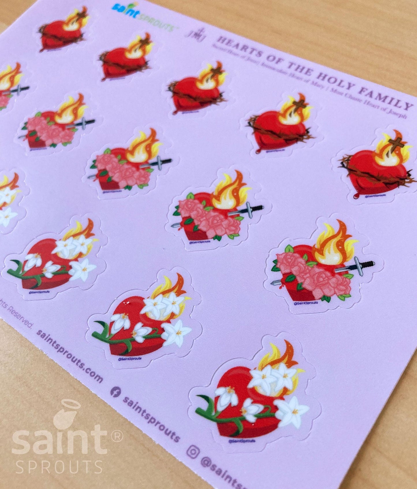 Sacred Hearts Vinyl Sticker Sheet / JMJ Sacred Hearts Sheet