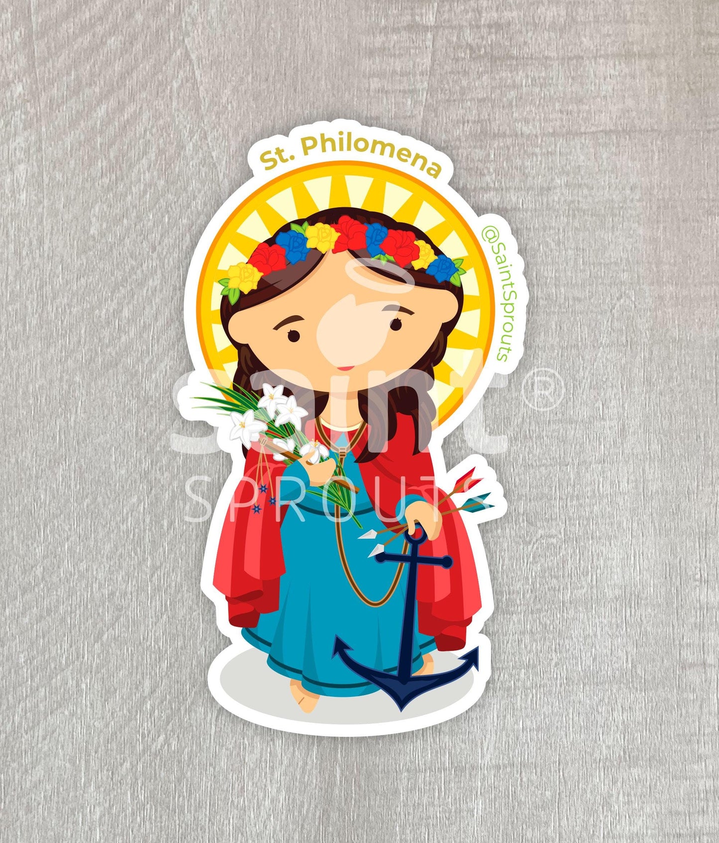 St. Philomena Catholic Sticker – Patron of Youth, Infants, and Impossible Causes