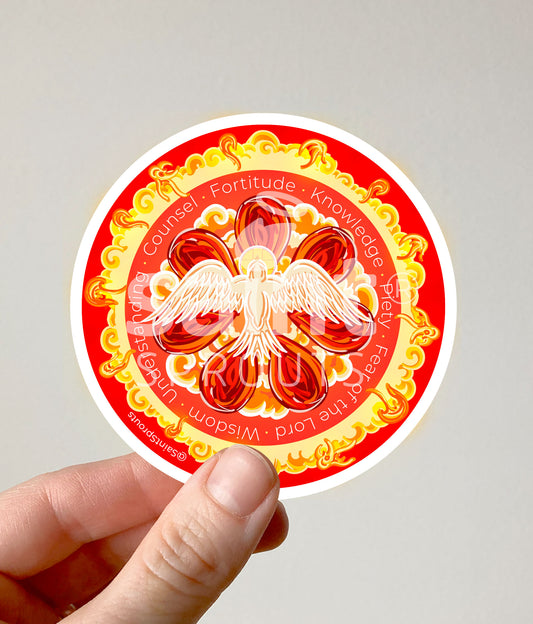 Holy Spirit Catholic Sticker – Dove and Tongues of Fire