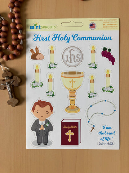 First Communion Sticker Sheet / Boy's First Holy Communion Sticker Sheet