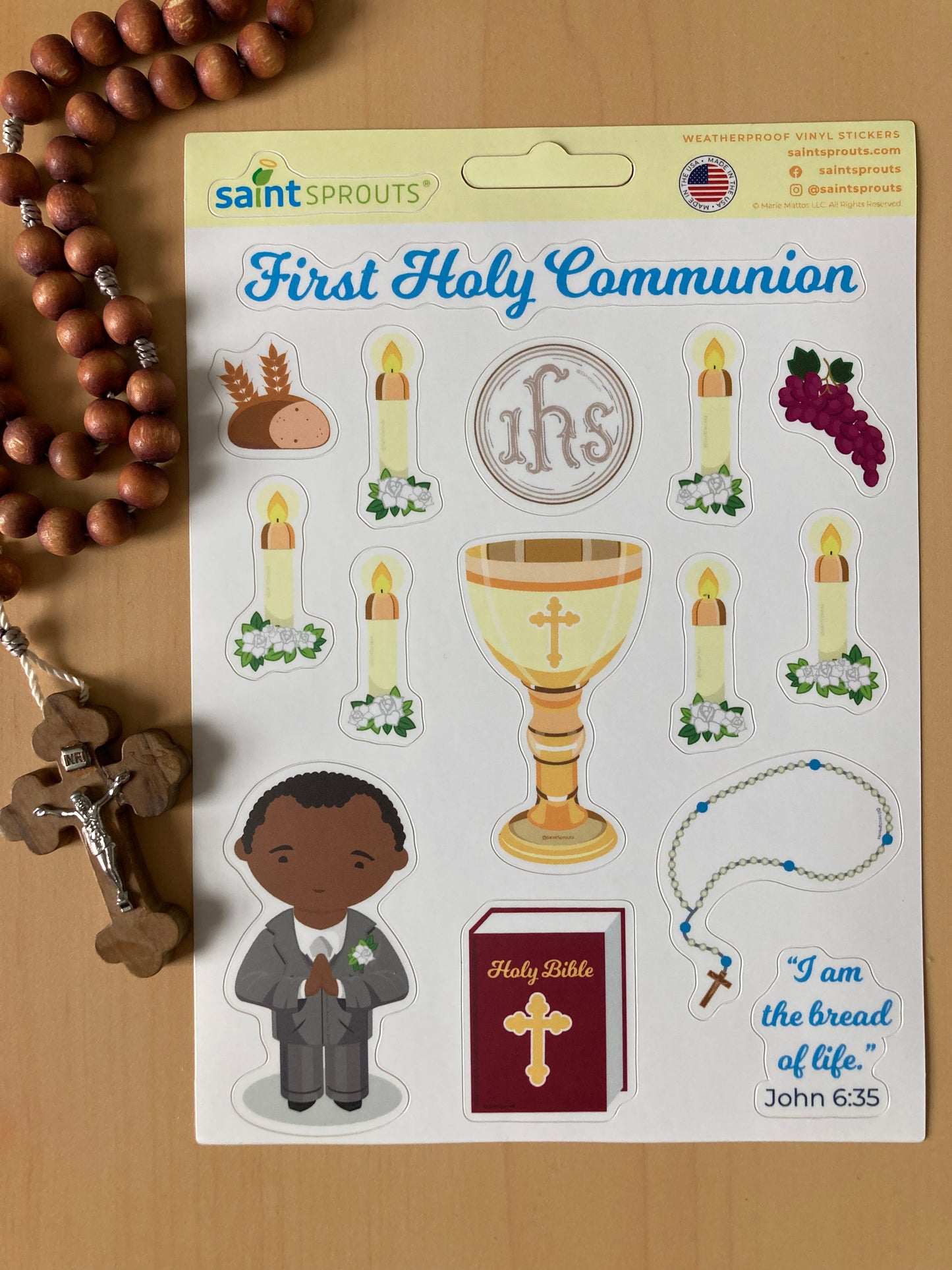 First Communion Sticker Sheet / Boy's First Holy Communion Sticker Sheet