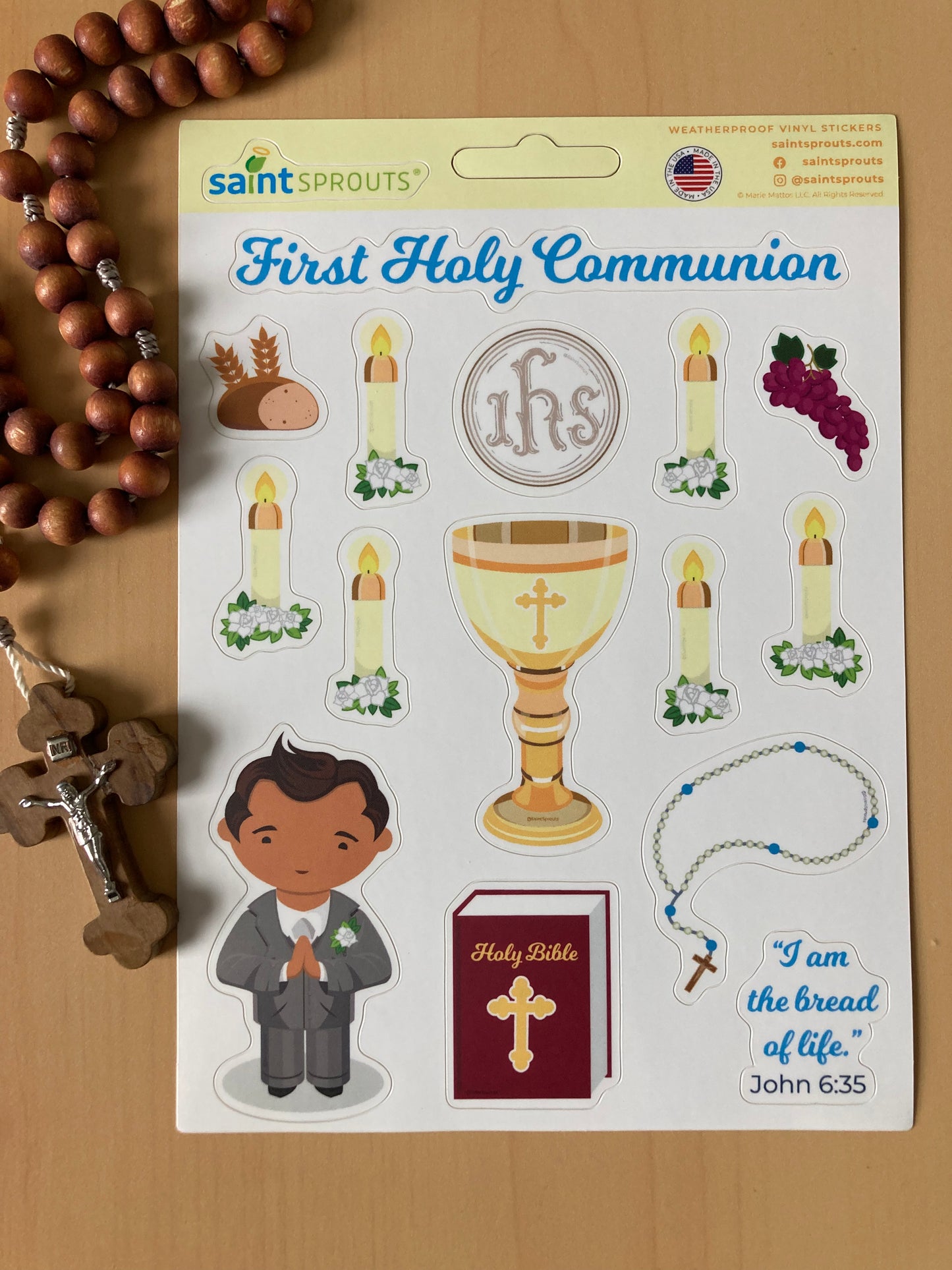 First Communion Sticker Sheet / Boy's First Holy Communion Sticker Sheet