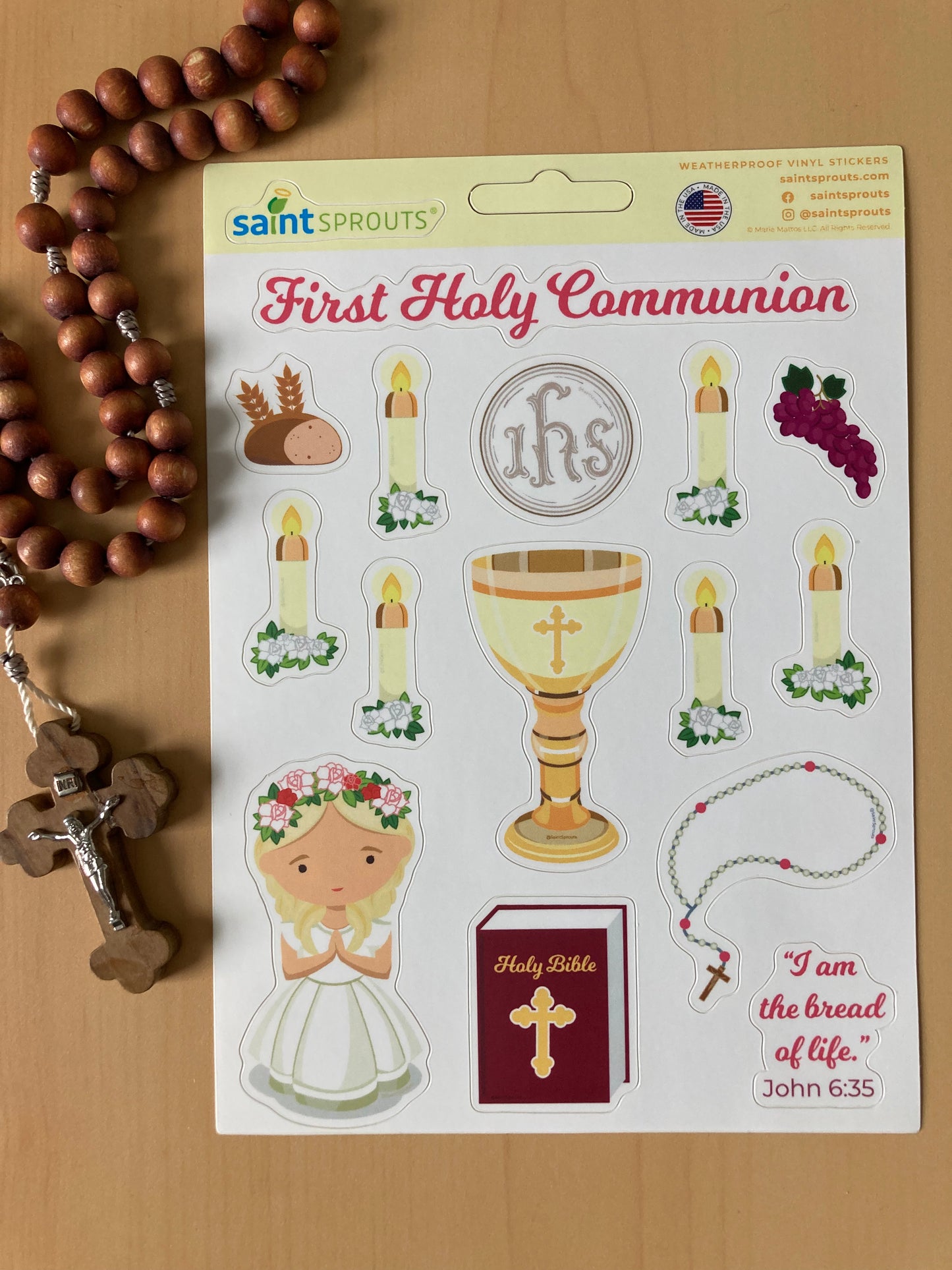 First Communion Sticker Sheet / Girl's First Holy Communion Sticker Sheet