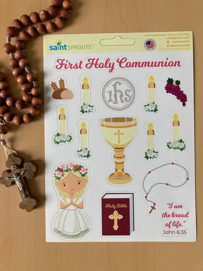 First Communion Sticker Sheet / Girl's First Holy Communion Sticker Sheet
