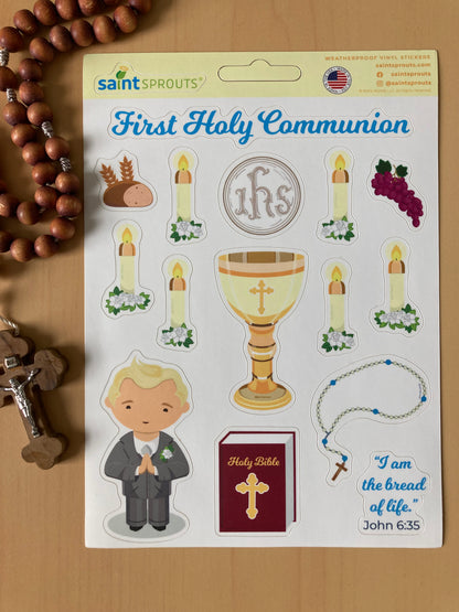 First Communion Sticker Sheet / Boy's First Holy Communion Sticker Sheet