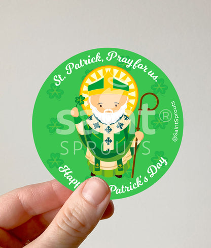 St. Patrick Sticker – Round St. Patrick’s Day Party Favor Labels (Pack of 10)