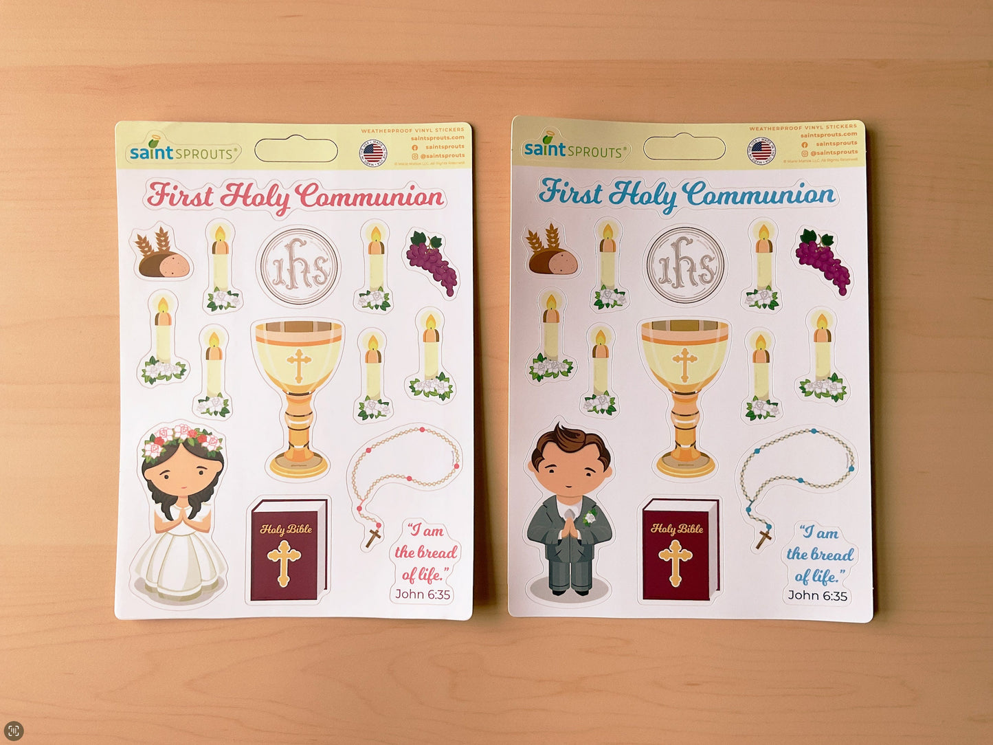 BUNDLE: Boy's and Girl's First Holy Communion Sticker Sheet