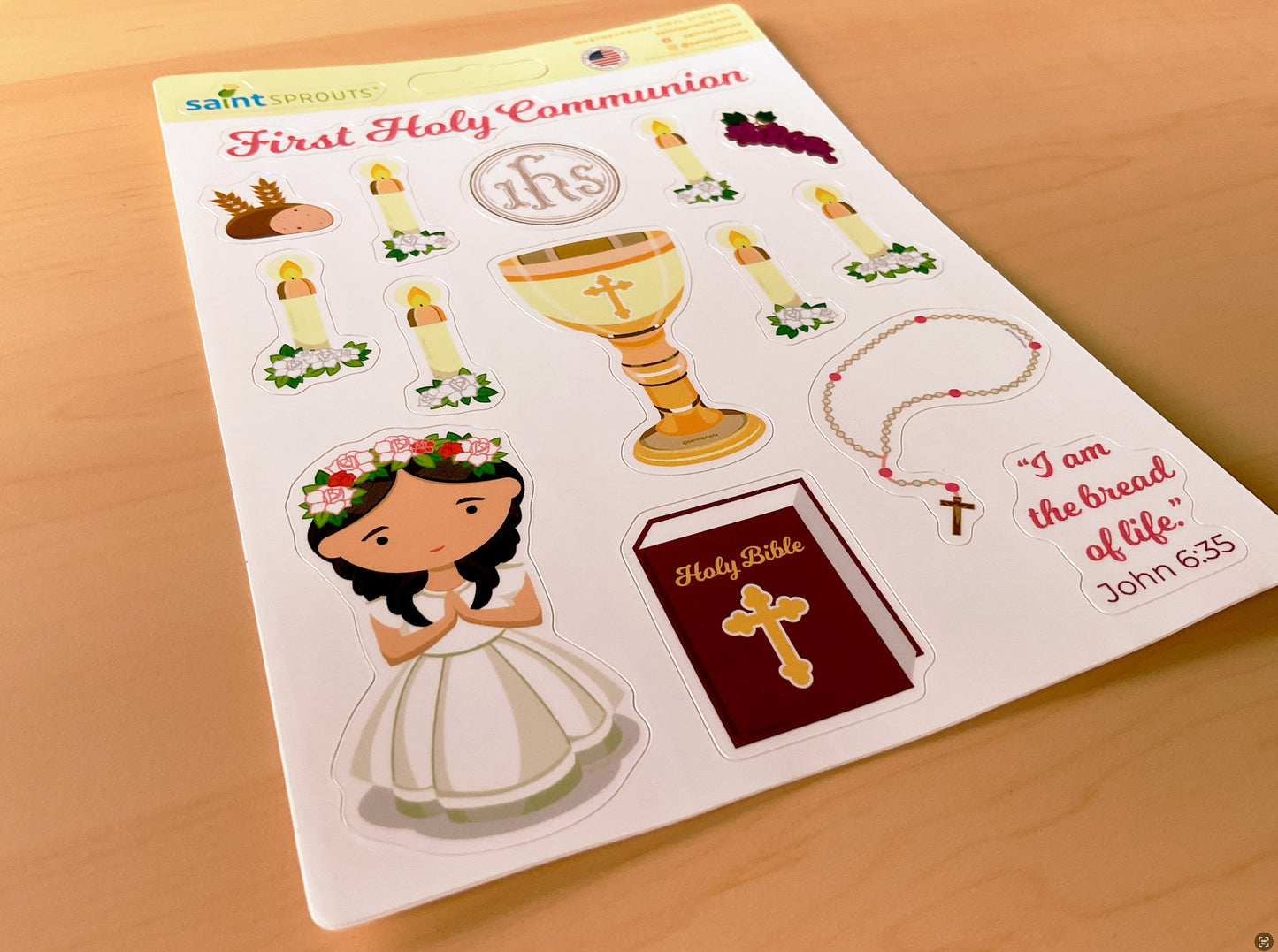 First Communion Sticker Sheet / Girl's First Holy Communion Sticker Sheet