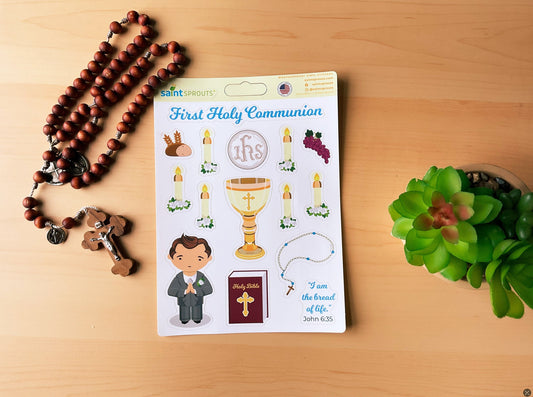 First Communion Sticker Sheet / Boy's First Holy Communion Sticker Sheet