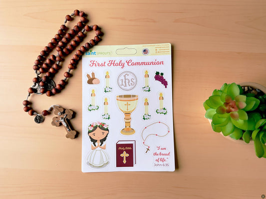 First Communion Sticker Sheet / Girl's First Holy Communion Sticker Sheet