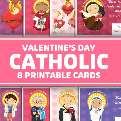 Catholic Valentine's Day Cards Digital Download - Set of 8
